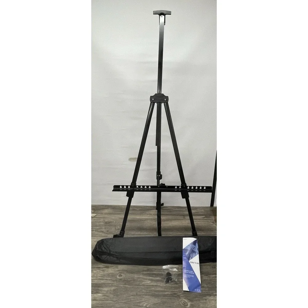RRFTOK Portable Artist Easel‎ Tripod Stand w/Bag–Adjustable Height, Black Metal